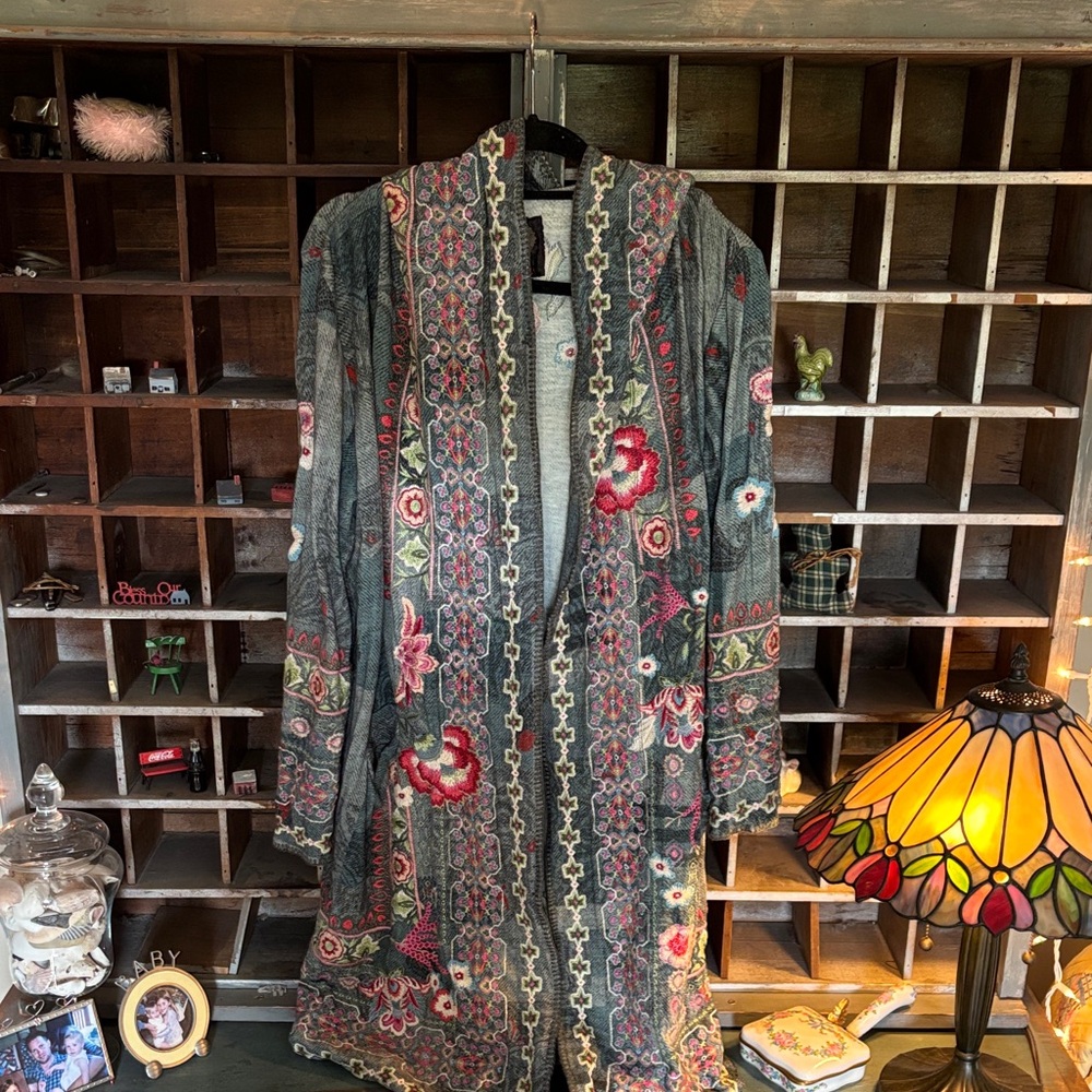 Johnny Was beautiful Embroidered hooded sweater with Vibrant Hues!